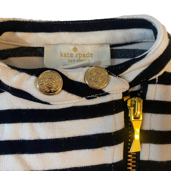 ♤Kate Spade♤ Black & White Striped moto Jacket with Gold Hardware, girls size 3T - Picture 6 of 7